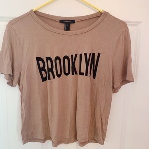 cropped tan t-shirt